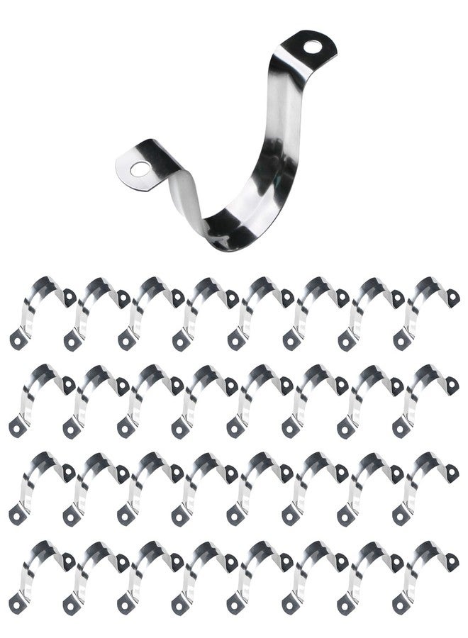 Aopin 20mm Rigid Pipe Strap Clamp 2 Holes Strap U Bracket Tube Strap Tension Clips 201 Stainless Steel, for Pipe Fixing, Silver, 100Pcs - Image 1